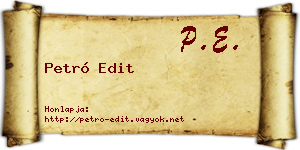 Petró Edit névjegykártya